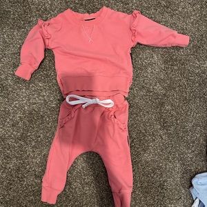 Little Bipsy, pink baby girl sweat suit, 3-6 months.